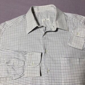 Ermenegildo Zegna Checkered Shirt Button Up White Size Large Made in Spain‎ L/S